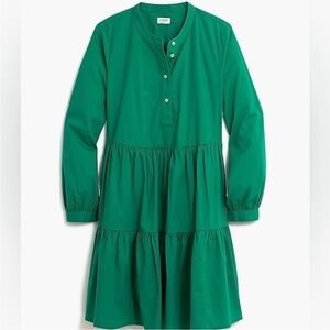 Kelly green tiered JCrew dress with pockets.